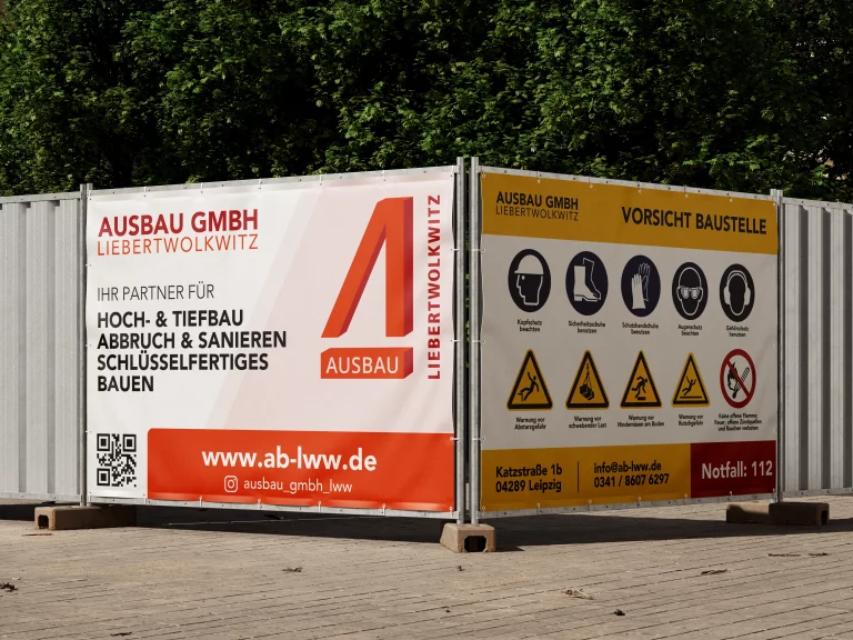 Diverse Bauzaunbanner Printdesign für die Ausbau GmbH Liebertwolkwitz